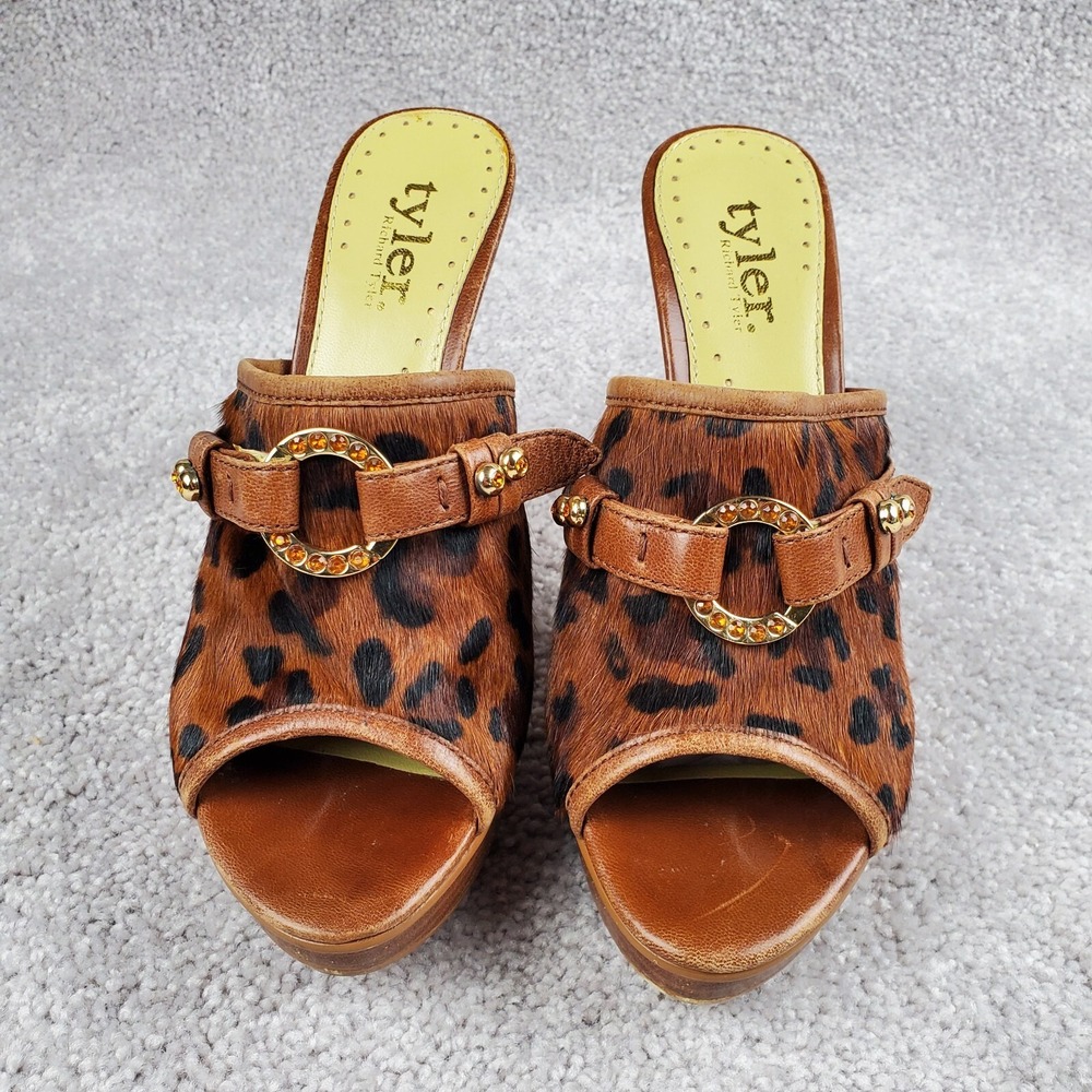 Tyler Richard Shoes Women's 7.5 Brown Black Animal Print Platform Pumps